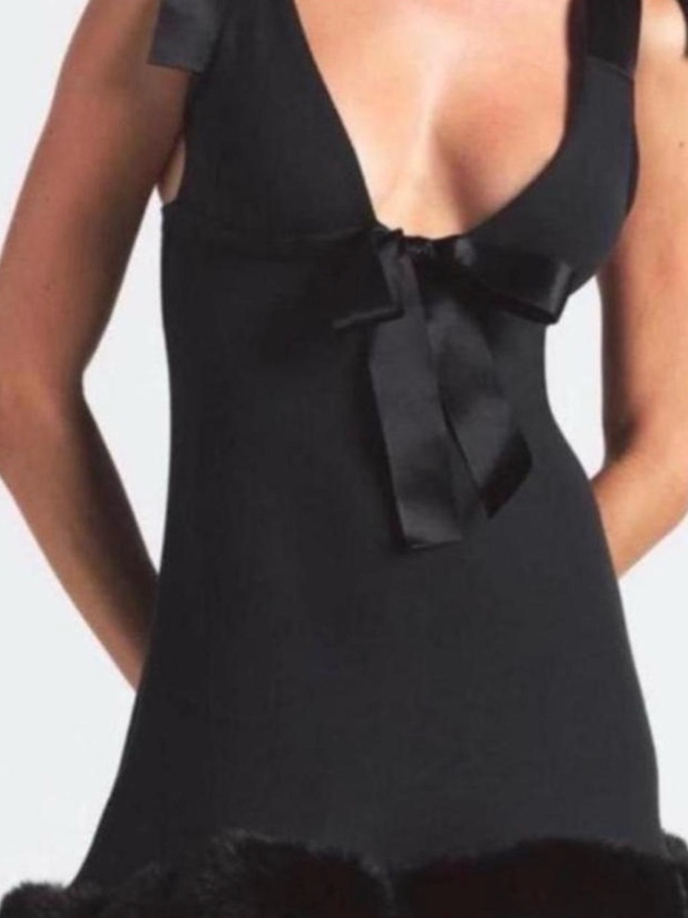 Skims Cloud Mini Dress Onyx Black Satin Trim Bow Detail Size XL NWT Limited - Picture 6 of 6